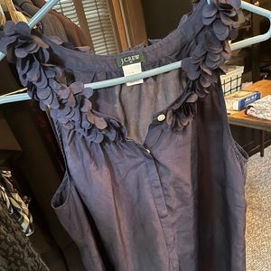 J Crew Blue silk inset blouse